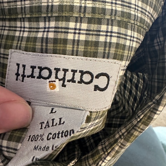 Rare Carhartt Upside down Tag Large Tall Green Button-down - Picture 7 of 7